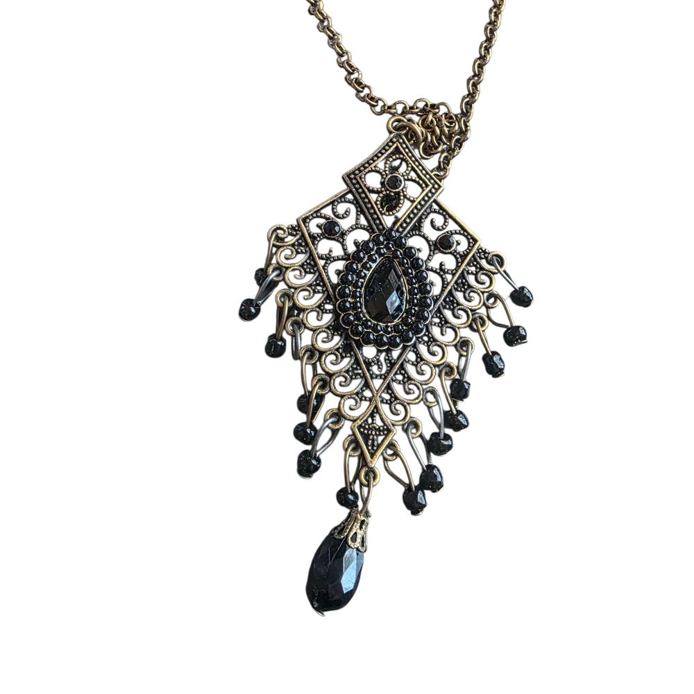 Black and Gold Pendant Necklace - Picture 3 of 5
